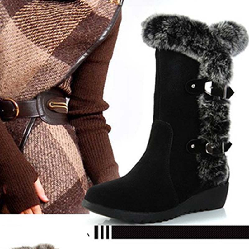 Damen-Schneestiefel bis zur Wade mit Plüschbesatz