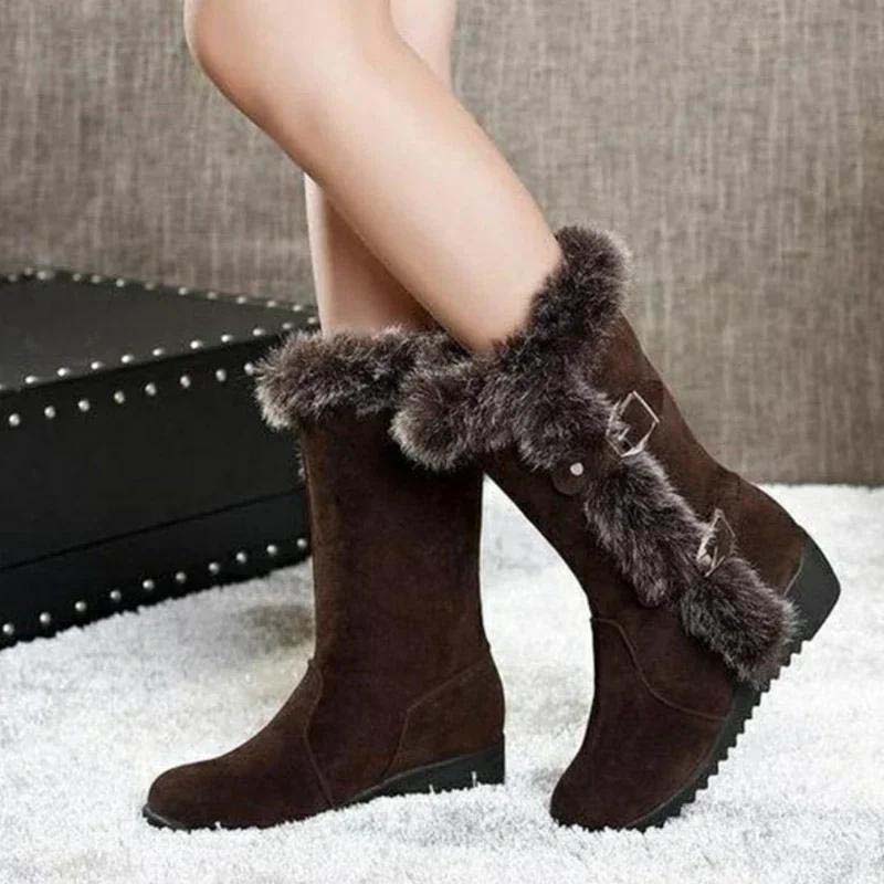Damen-Schneestiefel bis zur Wade mit Plüschbesatz