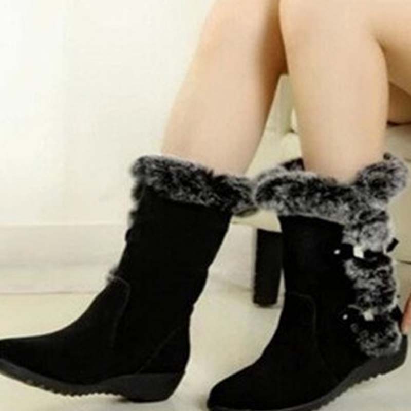 Damen-Schneestiefel bis zur Wade mit Plüschbesatz