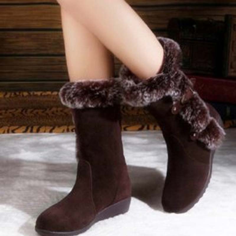 Damen-Schneestiefel bis zur Wade mit Plüschbesatz