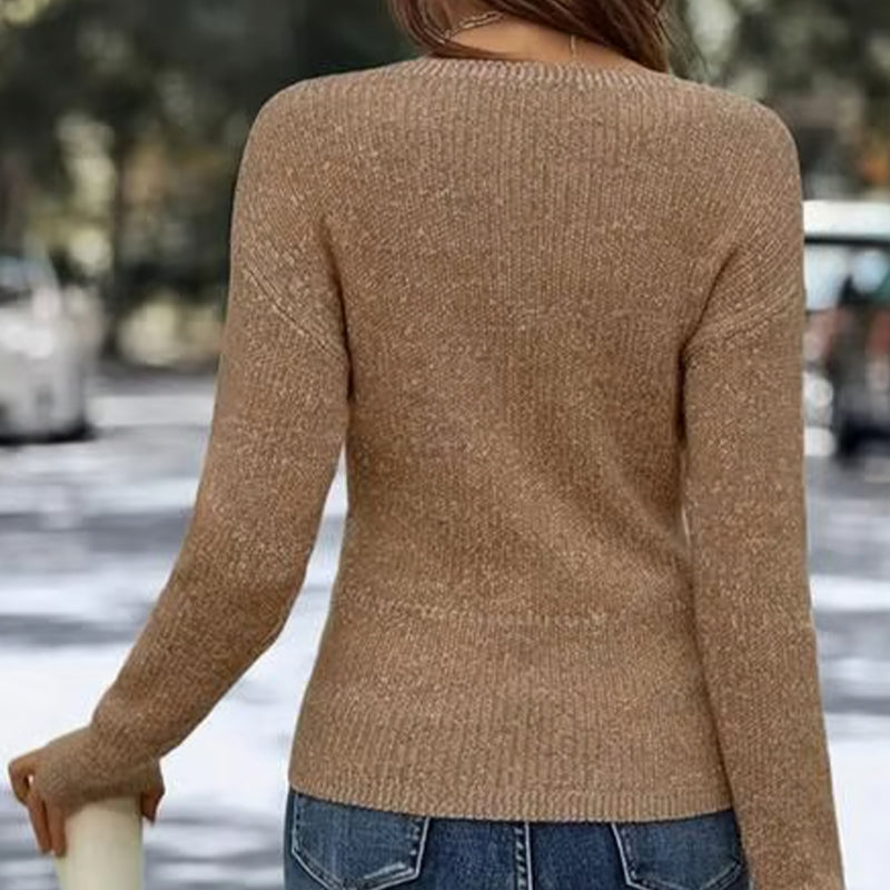 🔥🔥Nur für kurze Zeit 50% Rabatt👚Elegantes, lässiges Strickoberteil mit V-Ausschnitt für Damen