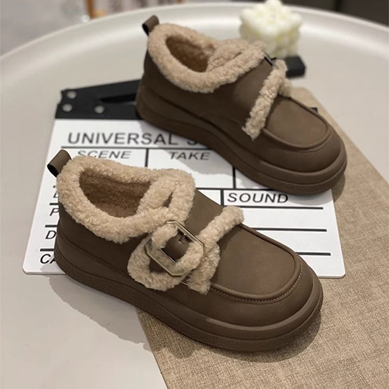 Damen-Winterschuhe mit Plüschfutter und Plateau