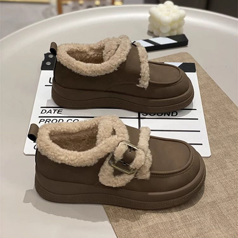 Damen-Winterschuhe mit Plüschfutter und Plateau