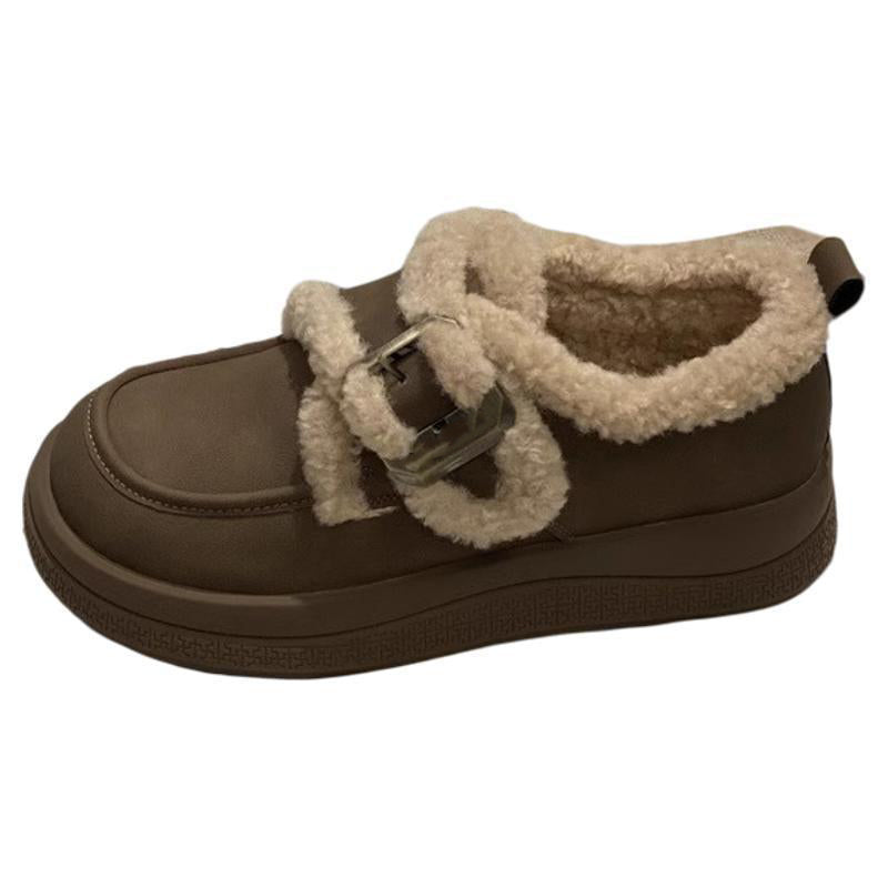 Damen-Winterschuhe mit Plüschfutter und Plateau
