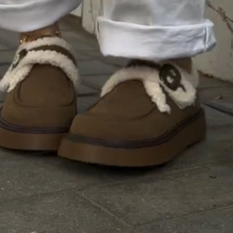 Damen-Winterschuhe mit Plüschfutter und Plateau