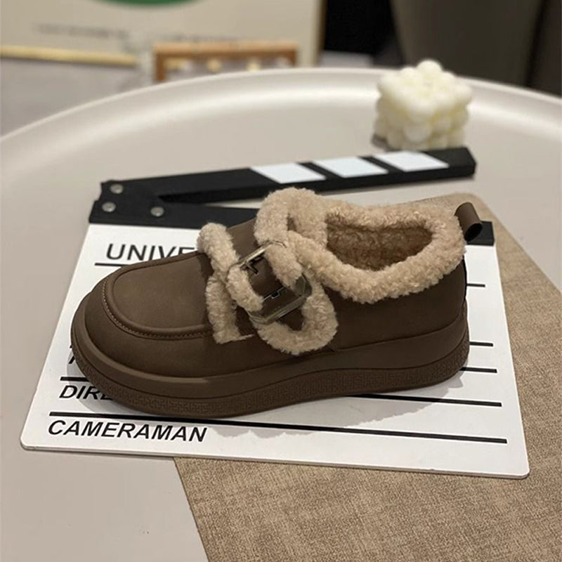 Damen-Winterschuhe mit Plüschfutter und Plateau
