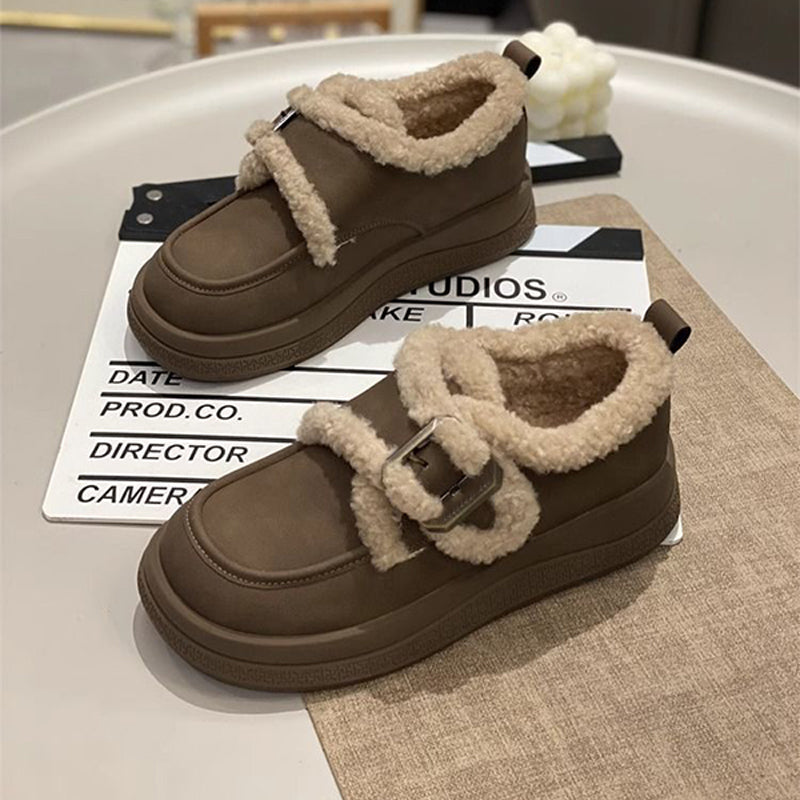 Damen-Winterschuhe mit Plüschfutter und Plateau