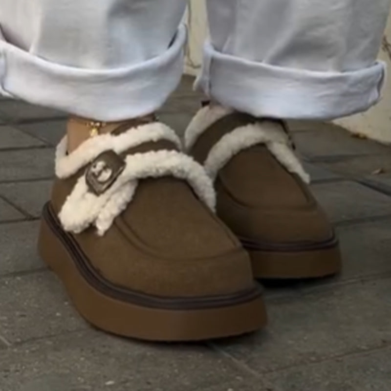 Damen-Winterschuhe mit Plüschfutter und Plateau