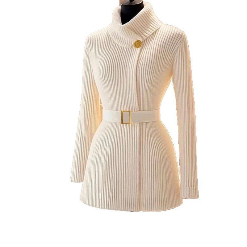 Damen-Rippstrick-Bodycon-Pulloverkleid