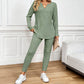 ✨Begrenzter Vorrat verfügbar, nicht verpassen!🛍️✨Zweiteiliges Freizeit-Set aus V-Ausschnitt-Top und Hose