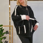 Damen kuschelige warme Kapuzenjacke mit Streifendetail