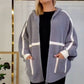 Damen kuschelige warme Kapuzenjacke mit Streifendetail