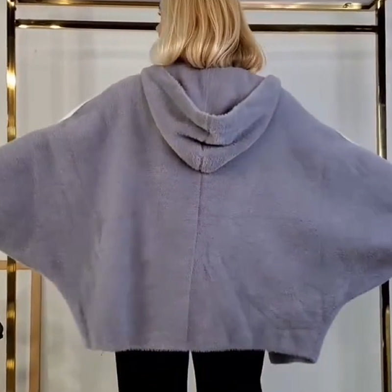 Damen kuschelige warme Kapuzenjacke mit Streifendetail