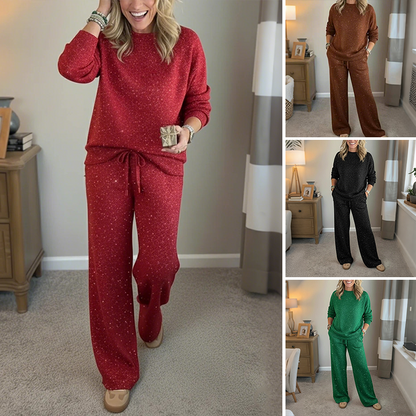 📢📢50%Rabatt!!!🎉✨Damen-Glitzer-Zweiteiler: Pullover & Hose