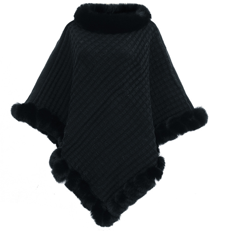 Eleganter, ultrawarmer Strickschal mit Kunstpelzbesatz für Damen
