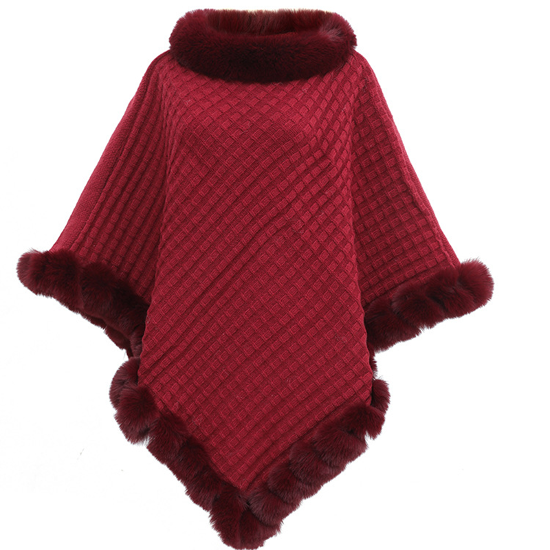 Eleganter, ultrawarmer Strickschal mit Kunstpelzbesatz für Damen