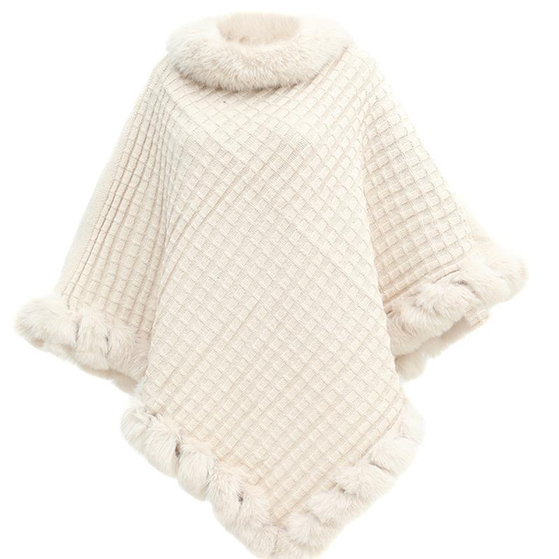 Eleganter, ultrawarmer Strickschal mit Kunstpelzbesatz für Damen