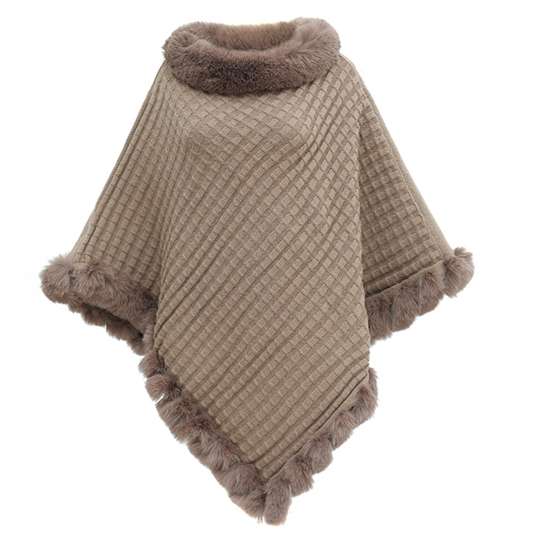 Eleganter, ultrawarmer Strickschal mit Kunstpelzbesatz für Damen