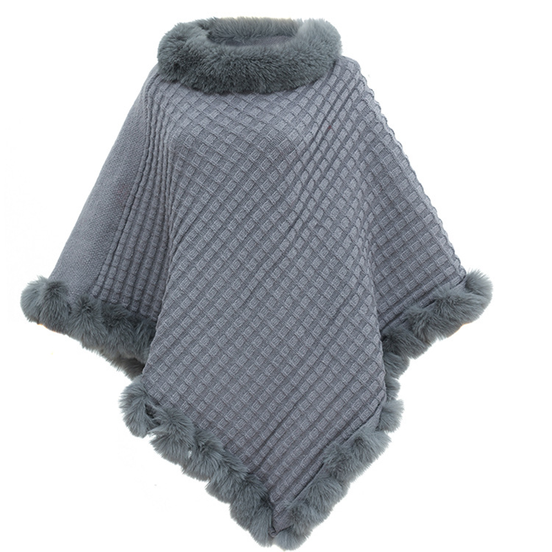 Eleganter, ultrawarmer Strickschal mit Kunstpelzbesatz für Damen