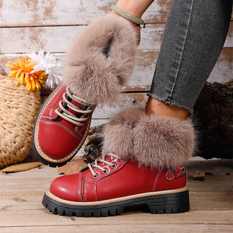 Damen-Ankle-Boots mit Kunstpelzbesatz