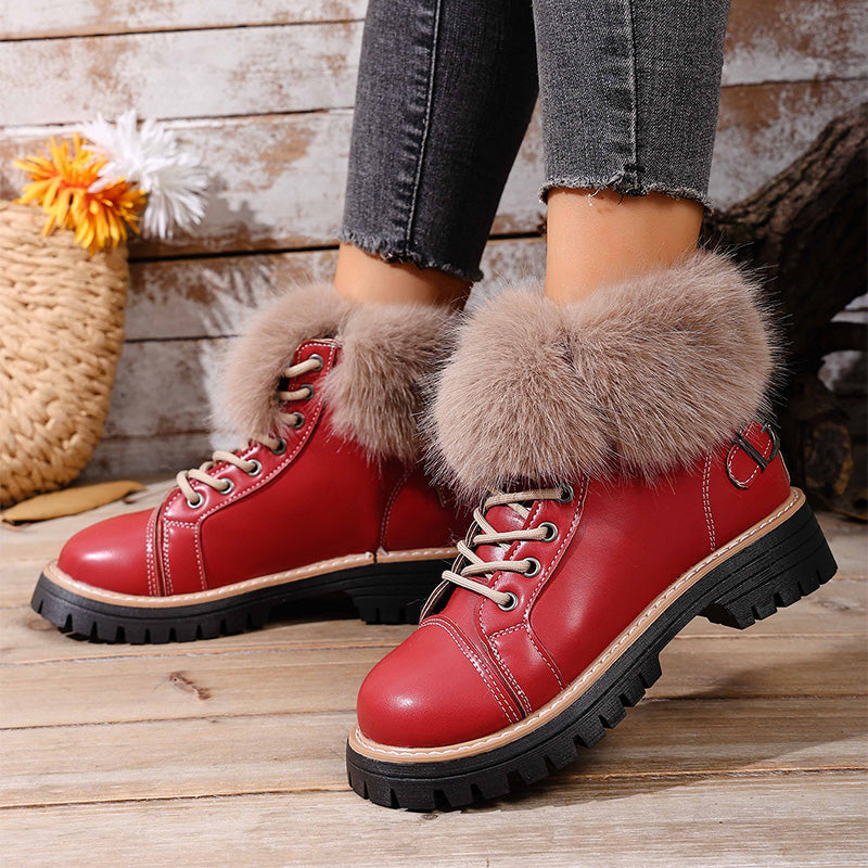 Damen-Ankle-Boots mit Kunstpelzbesatz