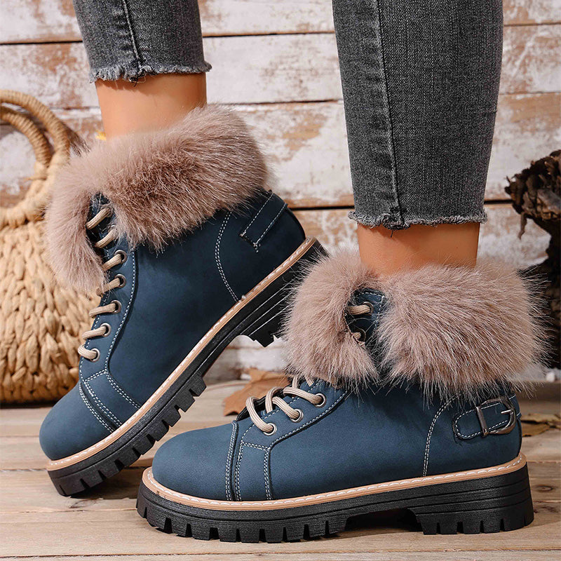 Damen-Ankle-Boots mit Kunstpelzbesatz