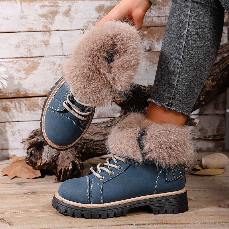 Damen-Ankle-Boots mit Kunstpelzbesatz