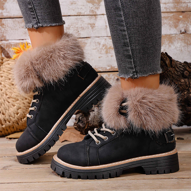 Damen-Ankle-Boots mit Kunstpelzbesatz