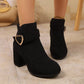 Damen-Ankle-Boots mit Blockabsatz und seitlichem Reißverschluss