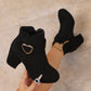 Damen-Ankle-Boots mit Blockabsatz und seitlichem Reißverschluss