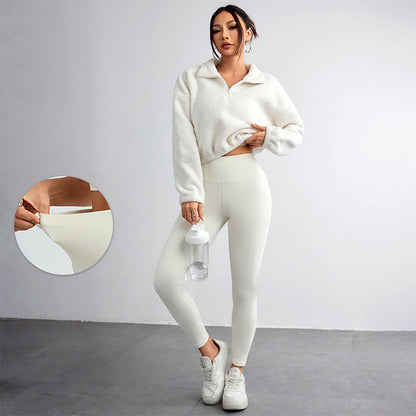 Dreiteiliges Sport-Set für Damen mit hohem Bund, ideal für Yoga und Entspannung
