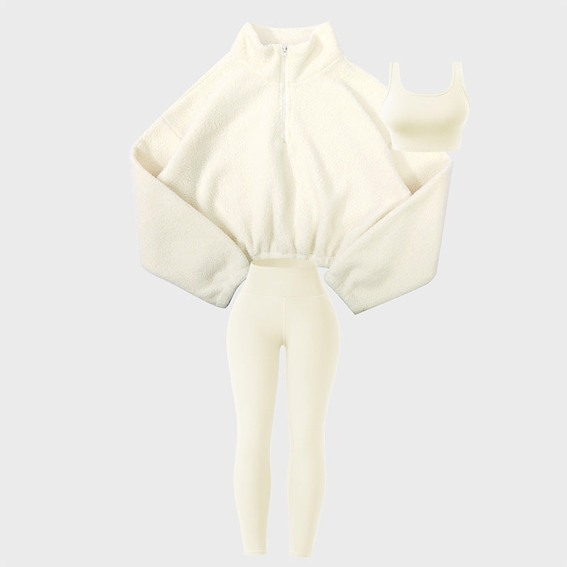 Dreiteiliges Sport-Set für Damen mit hohem Bund, ideal für Yoga und Entspannung