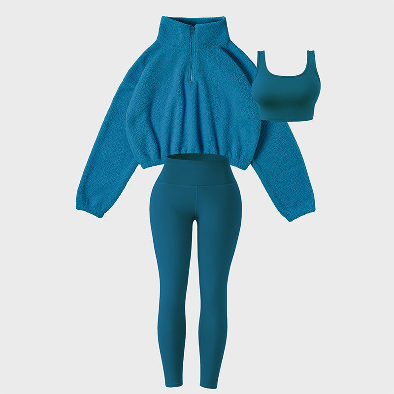 Dreiteiliges Sport-Set für Damen mit hohem Bund, ideal für Yoga und Entspannung