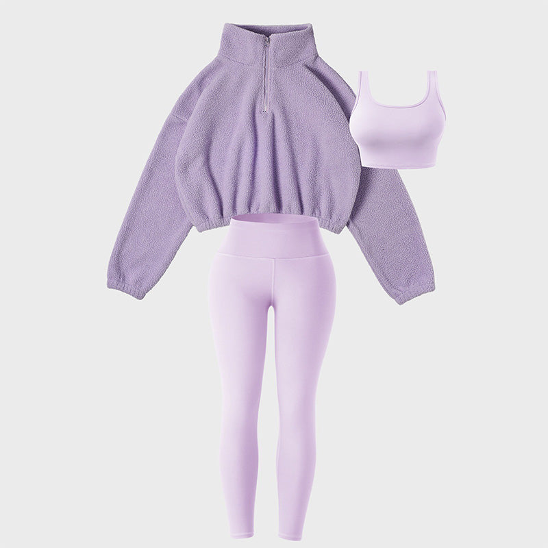 Dreiteiliges Sport-Set für Damen mit hohem Bund, ideal für Yoga und Entspannung