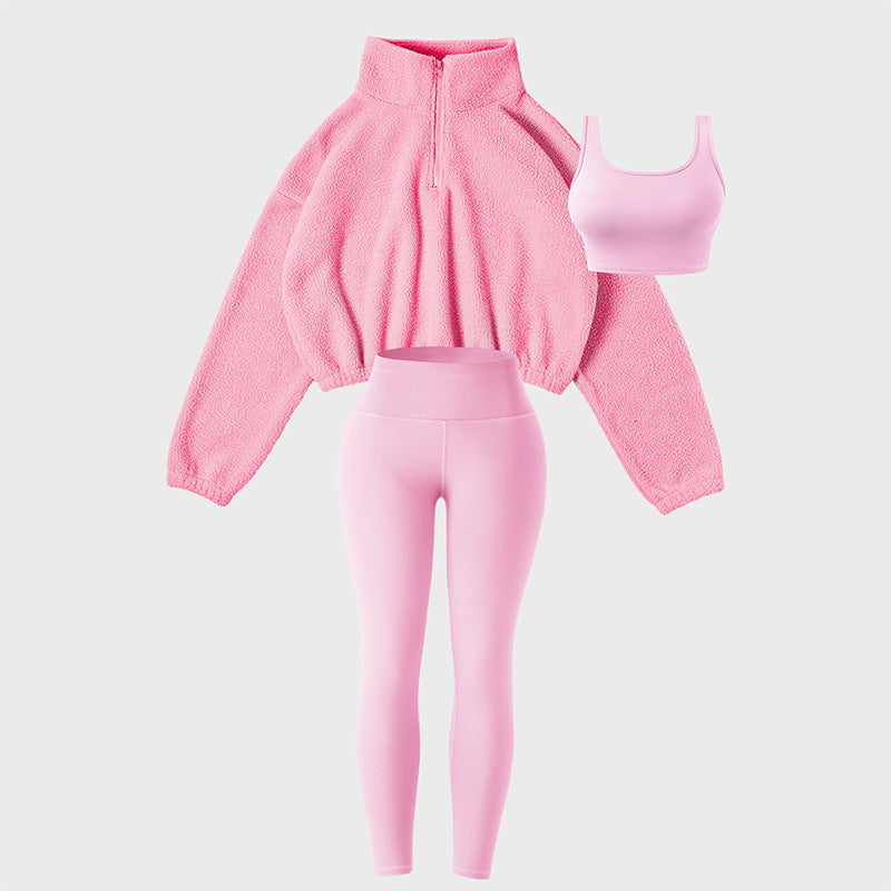 Dreiteiliges Sport-Set für Damen mit hohem Bund, ideal für Yoga und Entspannung