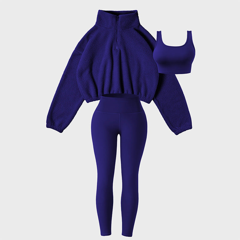 Dreiteiliges Sport-Set für Damen mit hohem Bund, ideal für Yoga und Entspannung