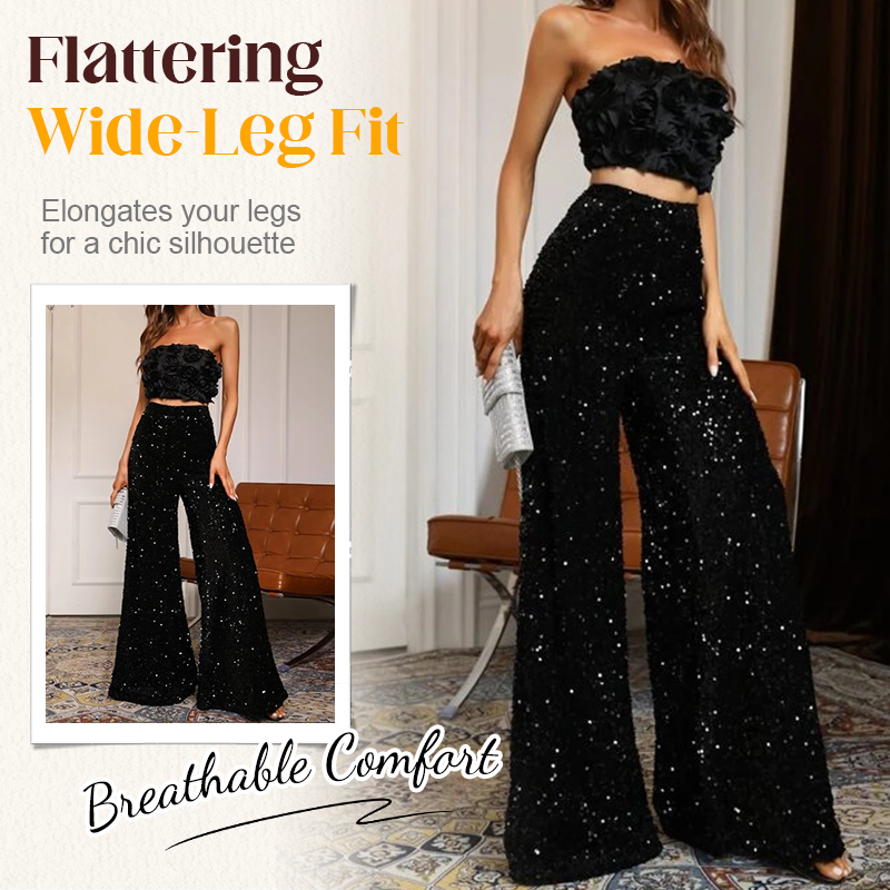 💖 Letzter Tag Verkauf 50% Rabatt 💃 Damen Mode Paillette Breitbeinhose