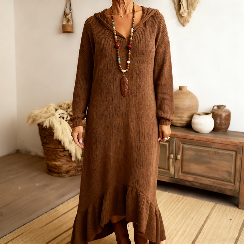 Lässiges Damen-Strickkleid mit Kapuze