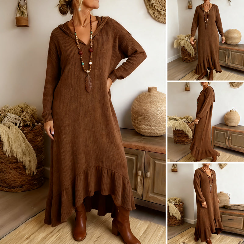 Lässiges Damen-Strickkleid mit Kapuze