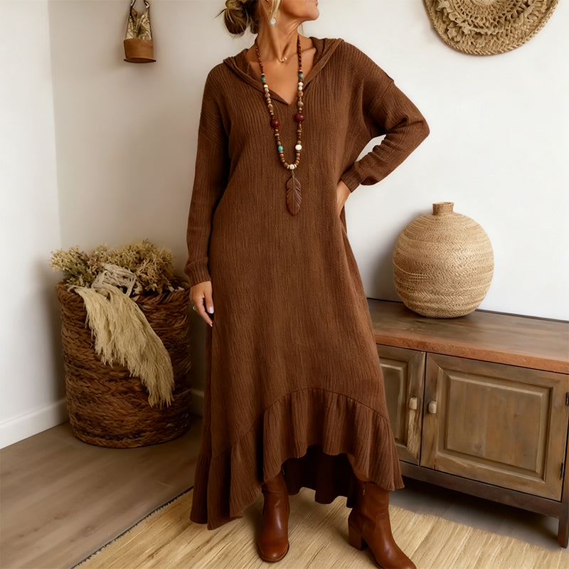 Lässiges Damen-Strickkleid mit Kapuze