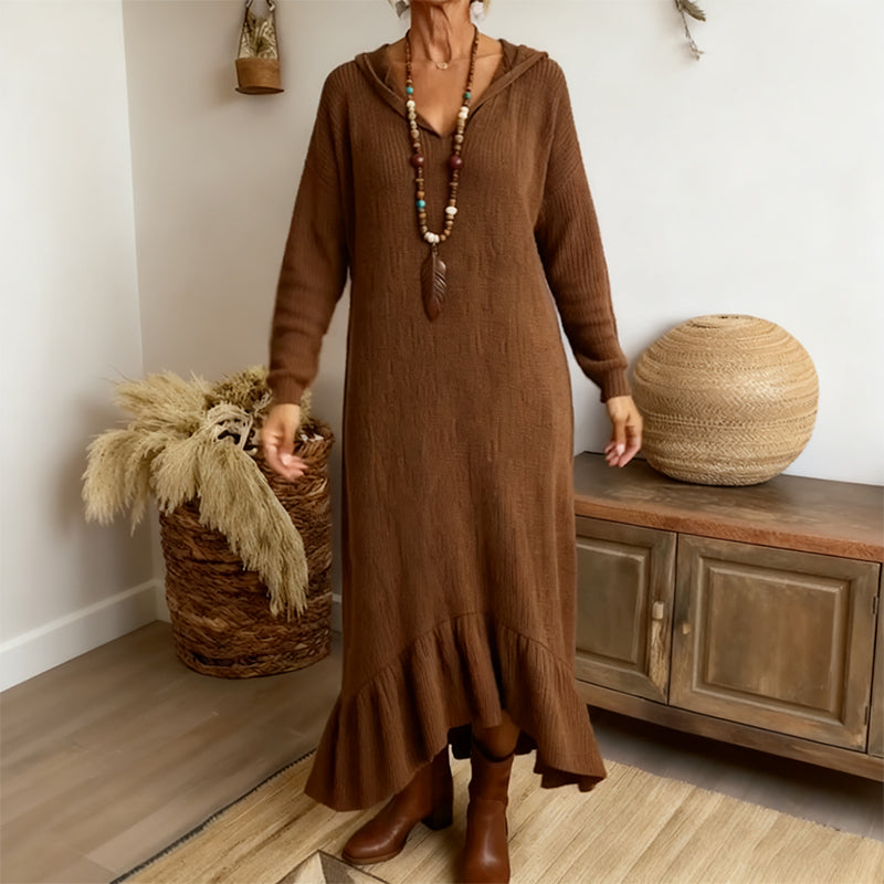 Lässiges Damen-Strickkleid mit Kapuze