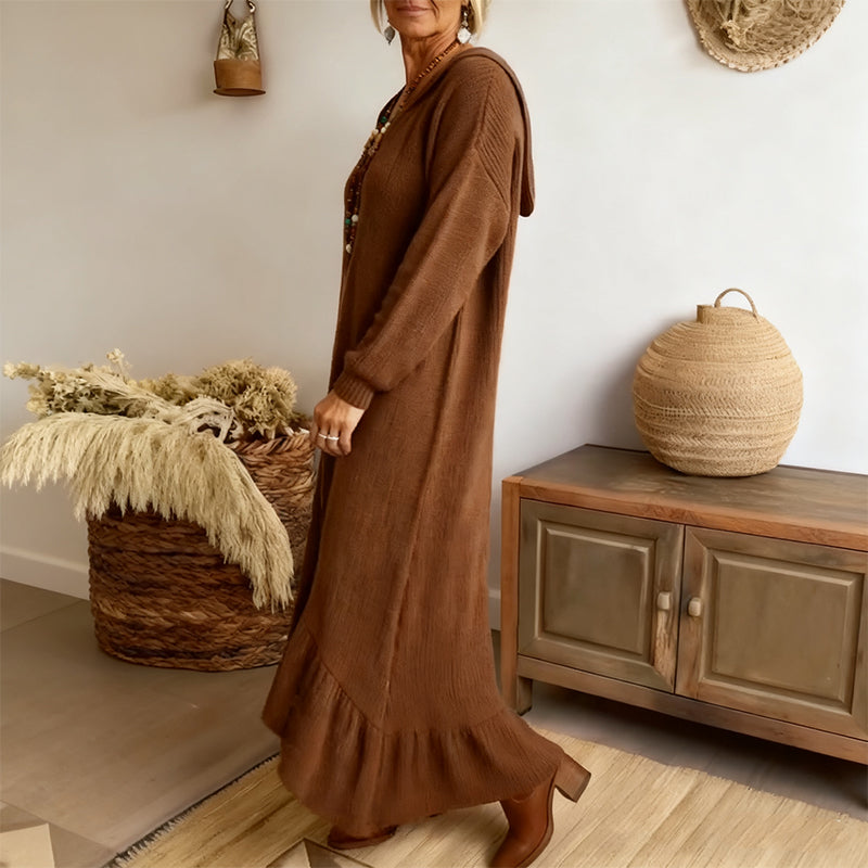 Lässiges Damen-Strickkleid mit Kapuze