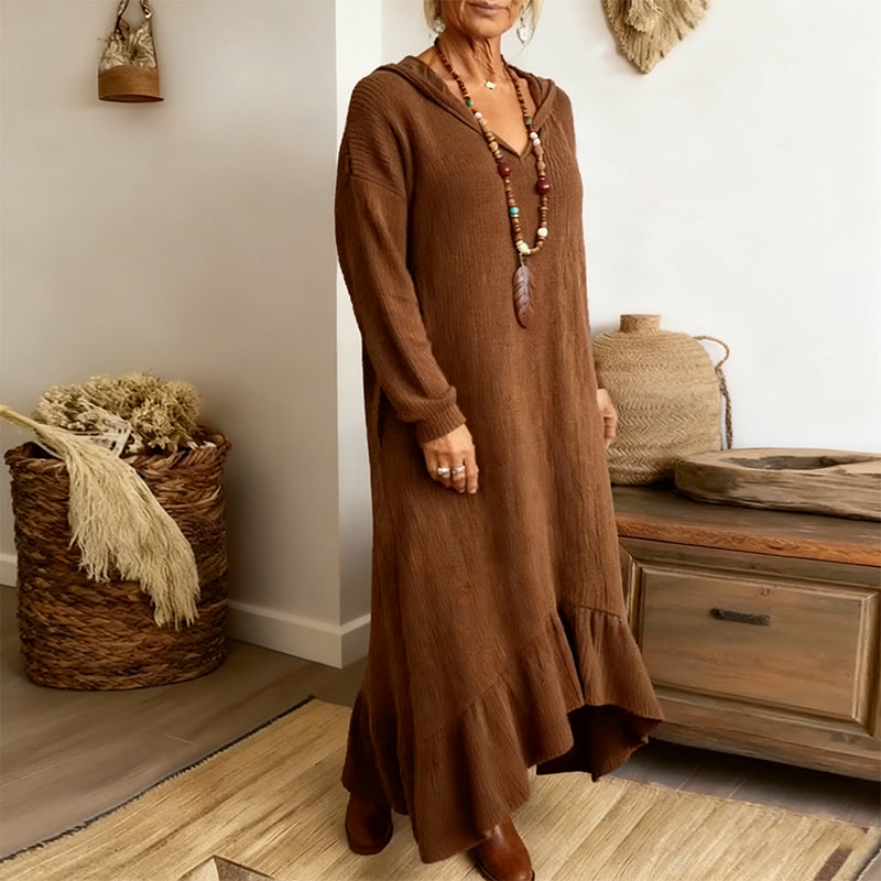 Lässiges Damen-Strickkleid mit Kapuze