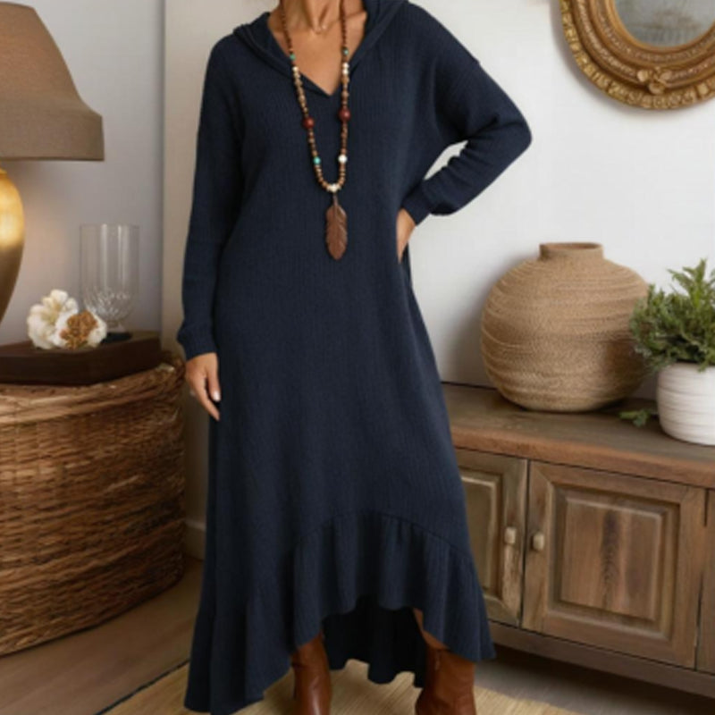 Lässiges Damen-Strickkleid mit Kapuze