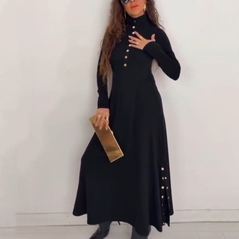 Damen-Maxikleid aus Strick mit ausgestelltem Schnitt