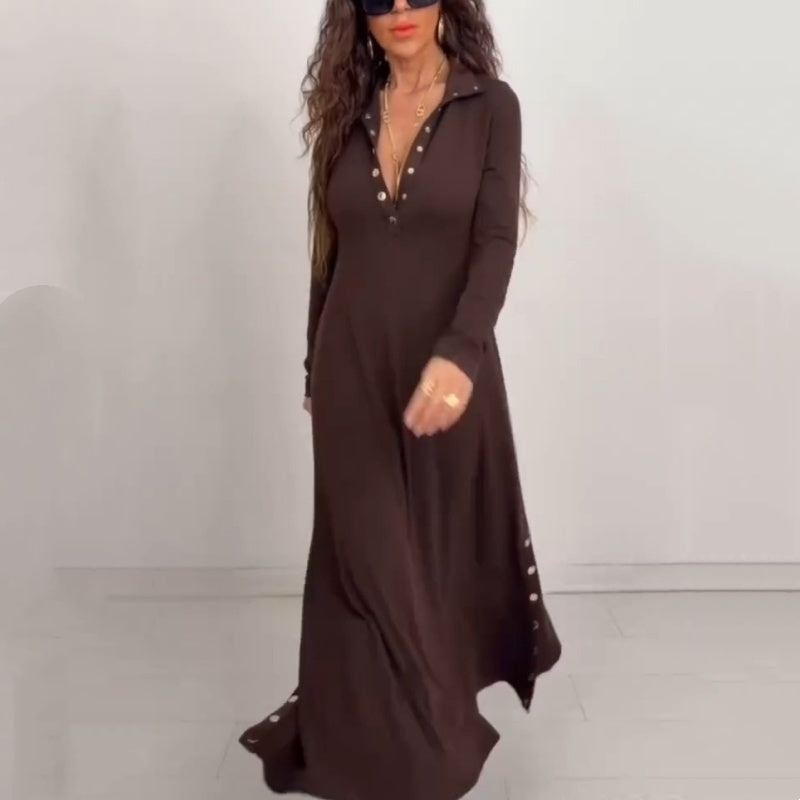 Damen-Maxikleid aus Strick mit ausgestelltem Schnitt