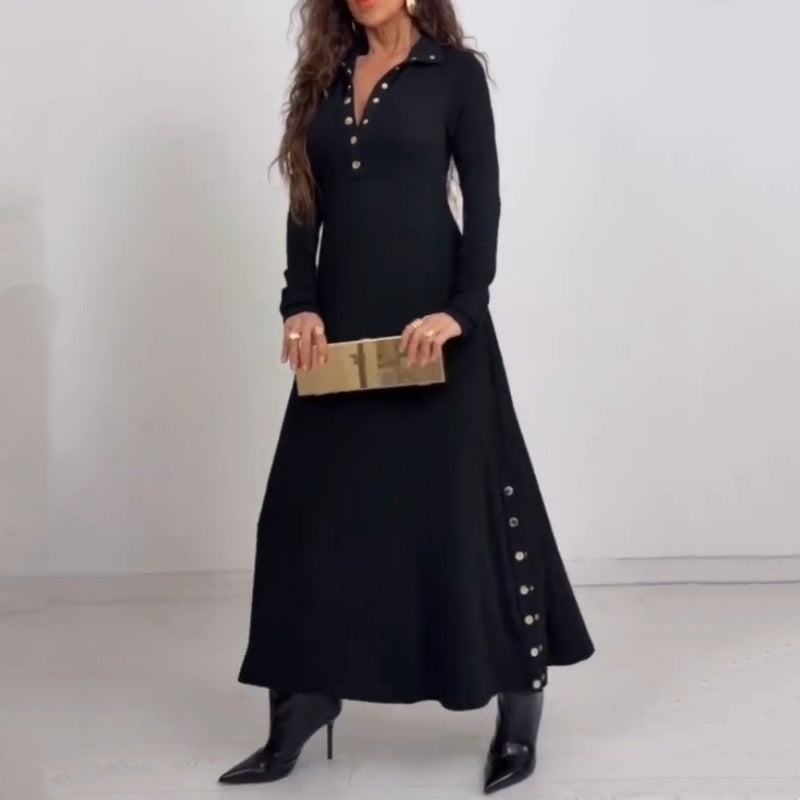 Damen-Maxikleid aus Strick mit ausgestelltem Schnitt