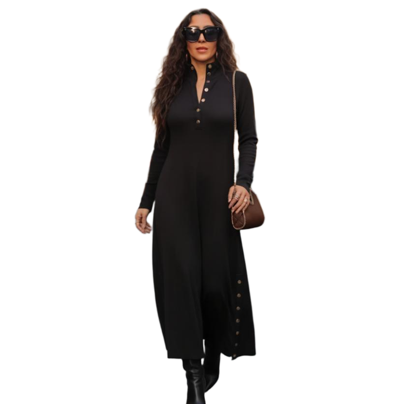 Damen-Maxikleid aus Strick mit ausgestelltem Schnitt