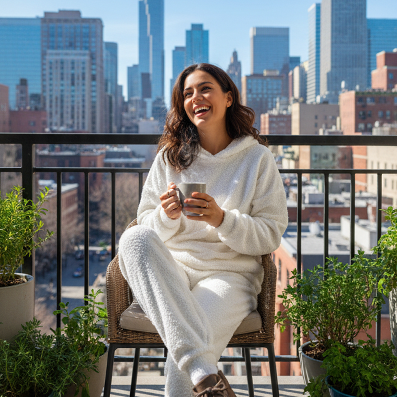 Damen-Plüsch-Hoodie und Hosen-Set