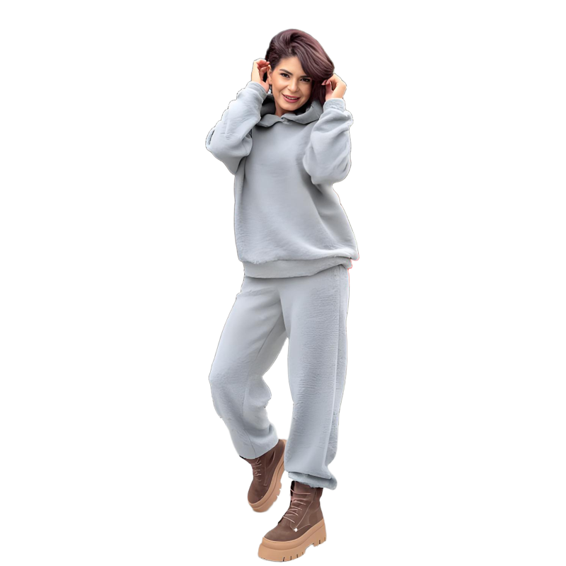 Damen-Plüsch-Hoodie und Hosen-Set